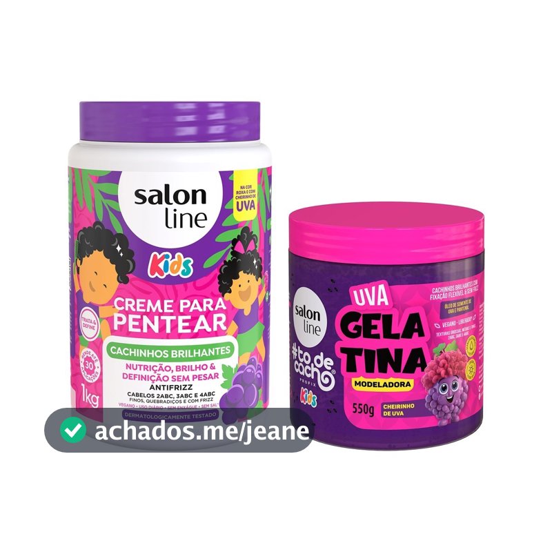 Kit Uva com Creme para Pentear e Gelatina #todecacho Kids