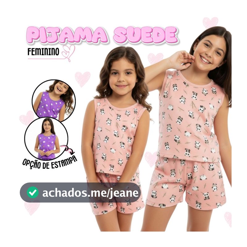 Pijama Infantil Feminino Estampado Manga Curta Regata e Short Baby Doll Fresquinho