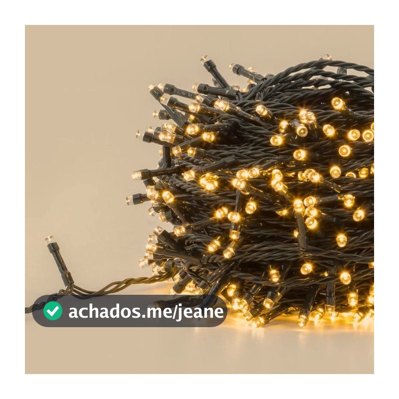 Cordão 300 Leds Branco Quente Com Strobo 30 Metros Natal Festa Pista Paris Led