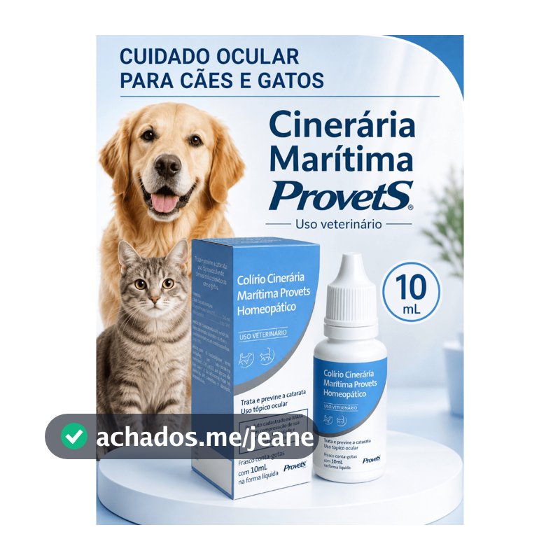 Colírio Cinerária Marítima Provets 10ml Homeopático Veterinário Para Cães e Gatos Uso Ocular Catarata Opacidade Original