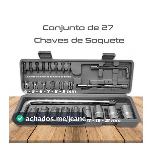 Kit Jogo De Ferramentas Soquetes 27 Peças Cromo Vanádio Completo Titanium