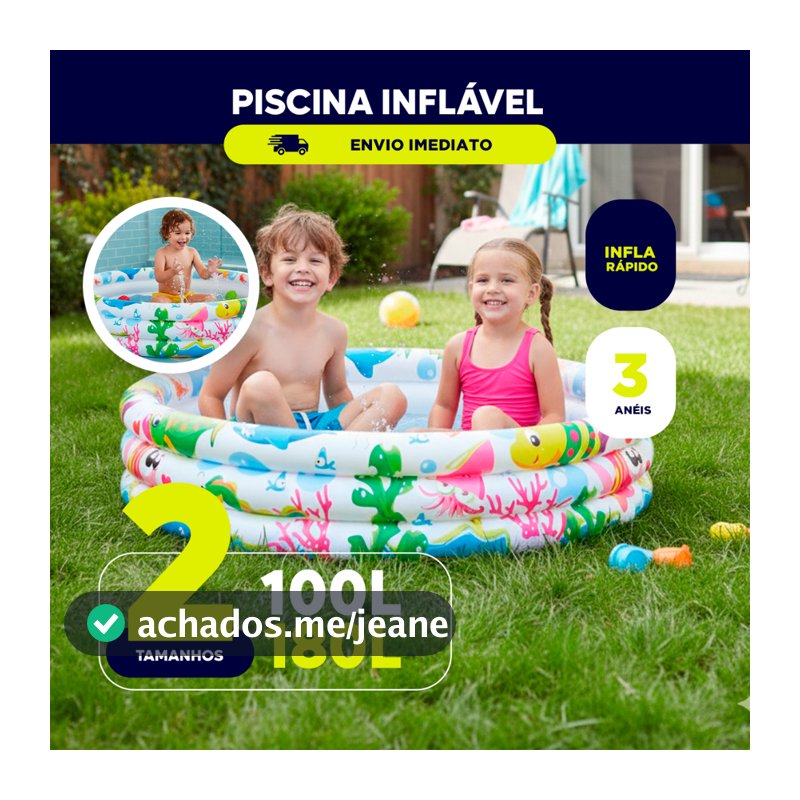 Piscina Infantil Inflável 180L | 100L Brincadeira Segura Redonda Àgua e Bolinhas Fundo do Mar