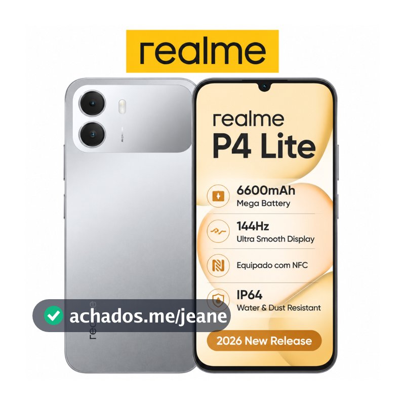 Celular realme P4 Lite Smartphone 4+256 GB Original Versão Global Bateria 6550mAh Câmera 50MP NFC Te