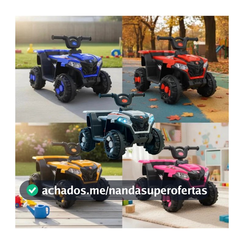 Mini Quadriciclo Elétrico Infantil 6V Marcha Frente Ré Luz Som Presente Menino Menina ATV