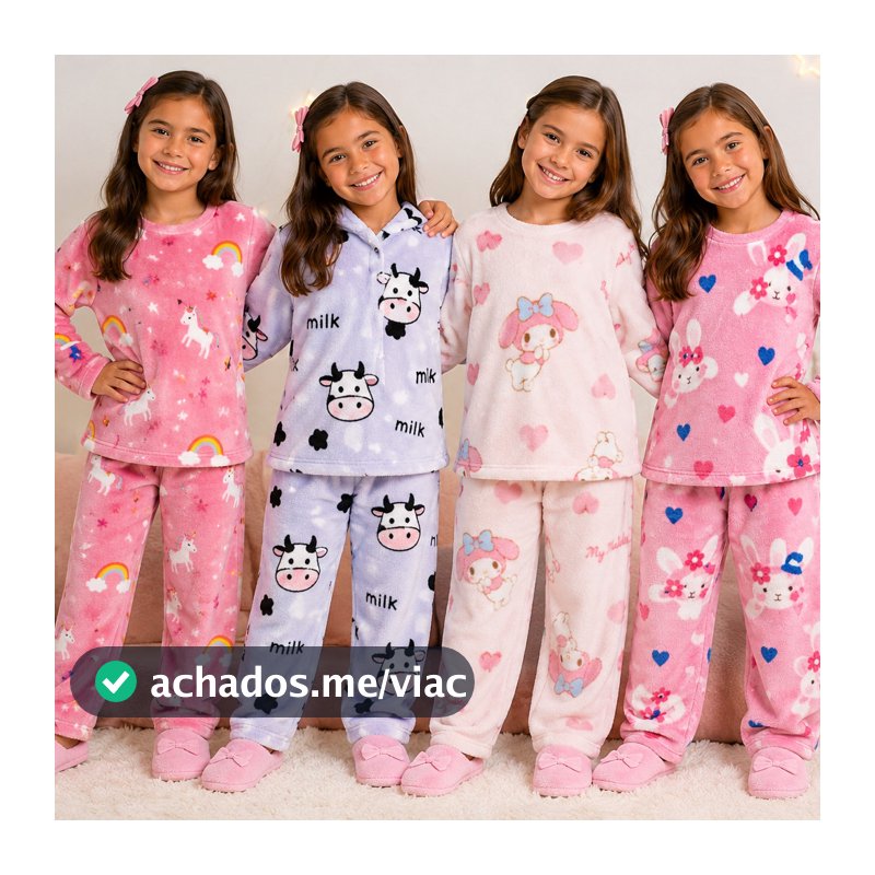 Pijama Infantil Peluciado Soft Fleece Longo Inverno menino menina estampado