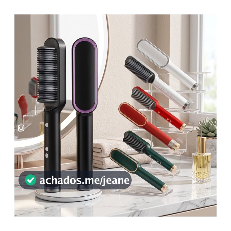 Escova Alisadora Bivolt 5 Em 1 Elétrica Anti Frizz Modelo Universal Alinha Hidrata Modela Cabelo Envio Rápido