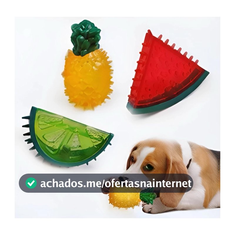 Mordedor Brinquedo Para Cachorro e Gato Com Apito Frutas Cristais Flutuante Na Agua