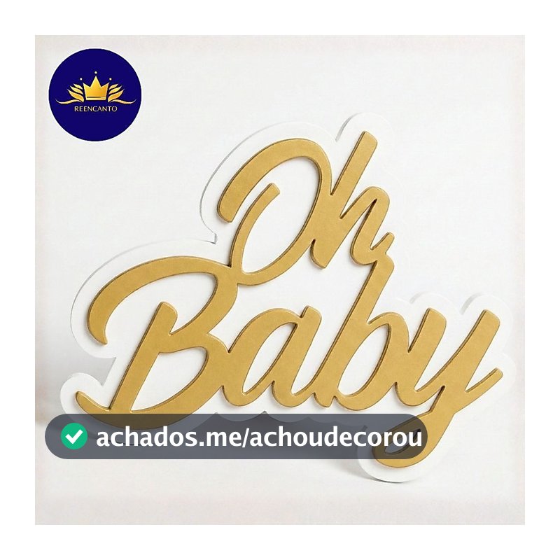 Palavra Oh Baby Mdf Letreiro Frase 60x40 Dourado personalizado