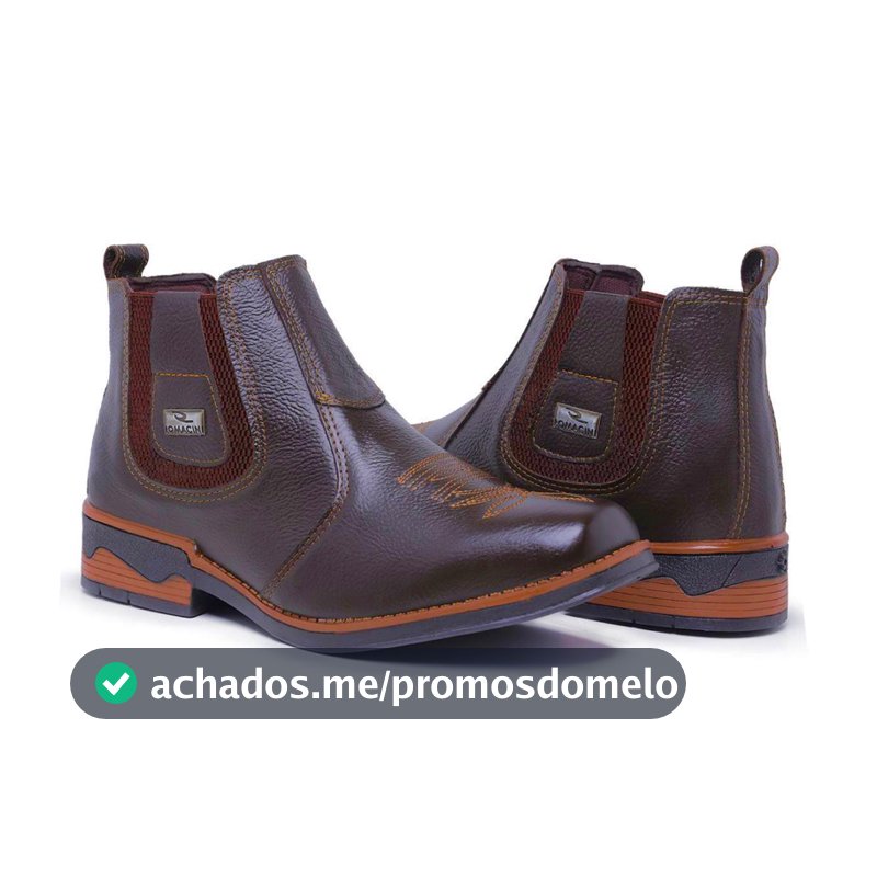 Bota Botina Masculina Texas Texana Country bordada em Couro legitimo solado Costurado