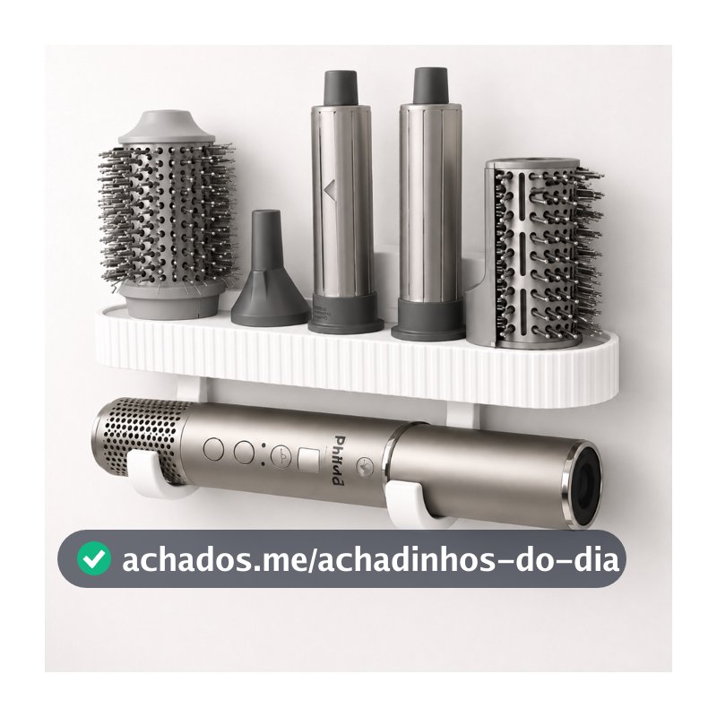 Suporte para Secador de Cabelo Dayson Philco Parede 4 em 1 Organizador Porta Escovas e Acessórios