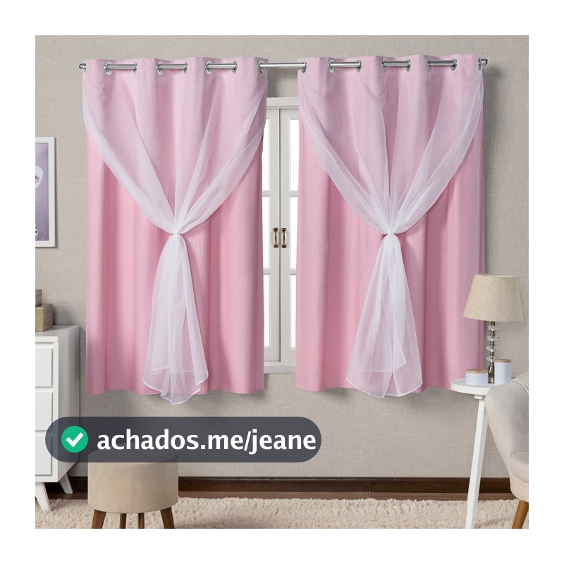 Cortina Blackout Corta 100% a Luz 2,00 x 1,40 Metros Com Tecido Voil Liso Voal Blecaute