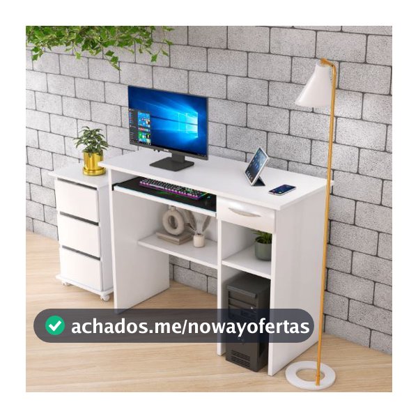 Escrivaninha Para Pc 90cm Com Suporte De Teclado E Gaveta
