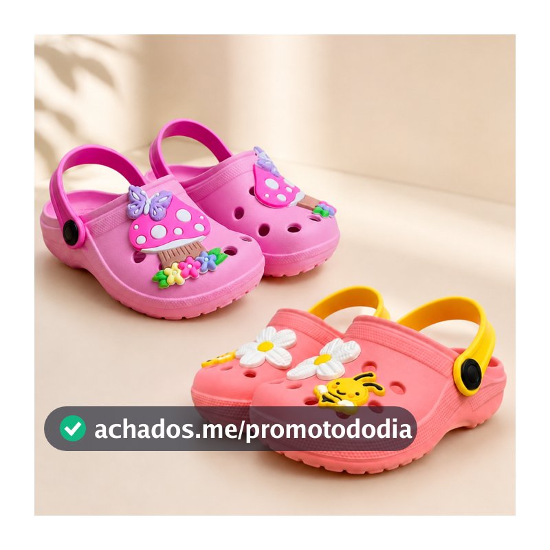 Kit 2  Babuche  Menina Infantil Confortável Papete Feminina Criança