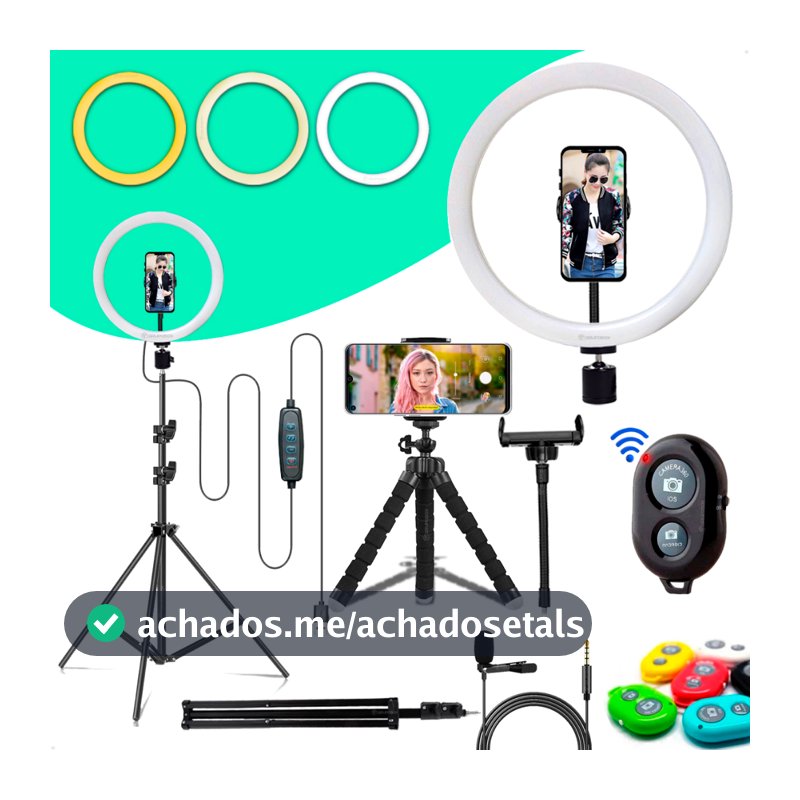 Kit Youtuber Ring Light 10 Polegadas Completo Iluminação Profissional Blogueiro Articulada Bivolt