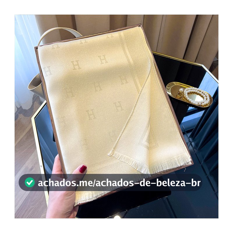 Lenço H-Monograma 2025 : Xale Macio De Seda Falsa E Algodão , Envoltório Leve Versátil Para Mulheres