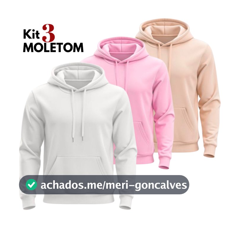 Kit 3 Moletom Liso Unissex Casual Blusa de Frio Flanelado Algodão Masculino Feminino Casaco com Capuz