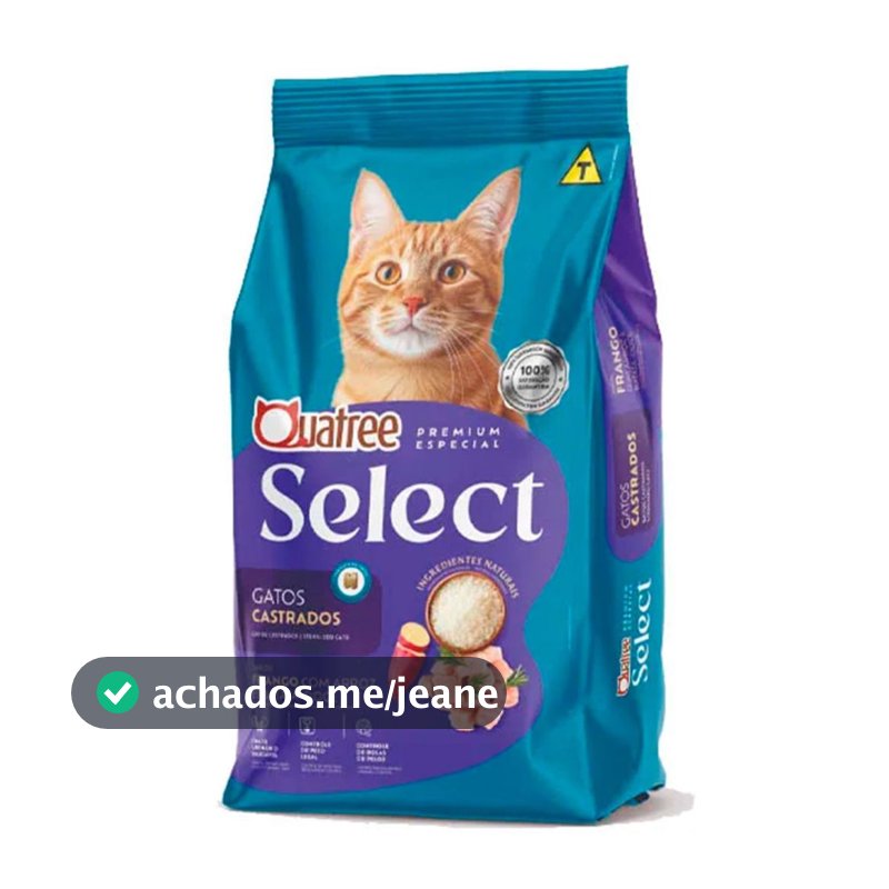 Ração Quatree Select Gatos Castrados Frango e Arroz 10kg
