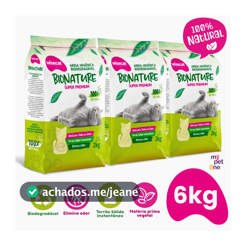 Areia Biodegradável Para Gatos Bionature Grossa Verde - 2Kg