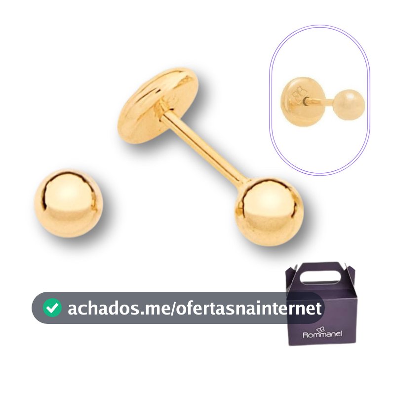 Brincos Infantil Rommanel Bolinha P Bebê Segundo Furo Original Banhado a Ouro Antialergico 520797