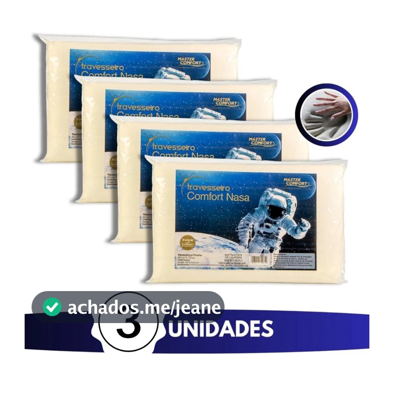KIT 3 TRAVESSEIRO COMFORT NASA VISCOELASTICA ANTIAGERGICO MACIO