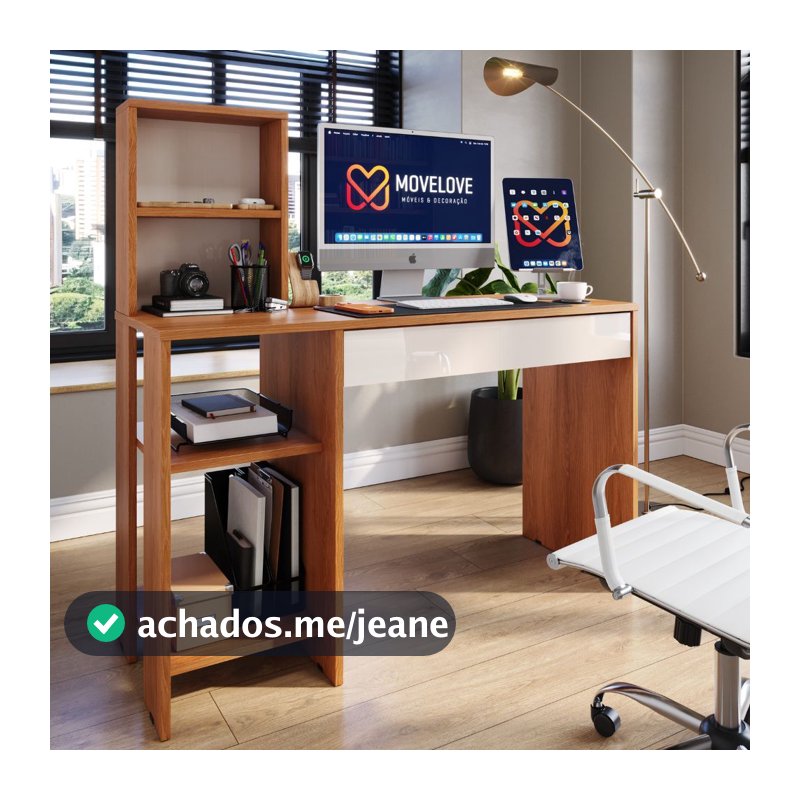 Mesa para Computador Smart Black Friday com Gaveta e Nicho Superior Opcional Home Office Escrivaninha Movelove