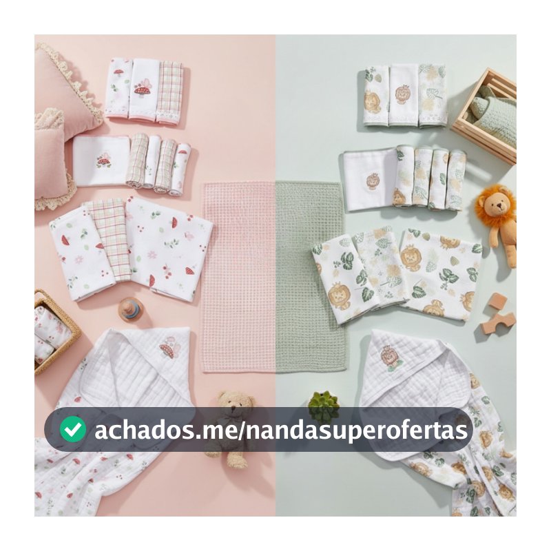 Kit Enxoval Luxo Bebê 12 Peças – Fralda, Toalha Soft, Cueiro e Pano de Boca | Algodão | Dengo