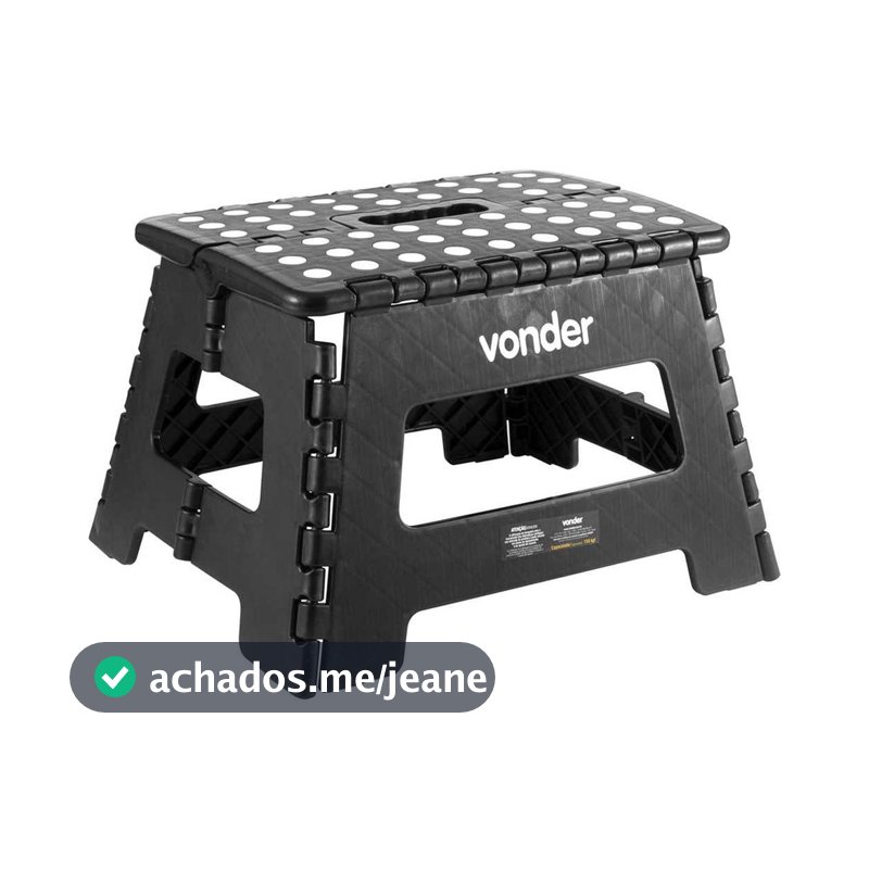 Banqueta Plástica Multiuso dobrável 22cm capacidade 150kg Vonder Preto