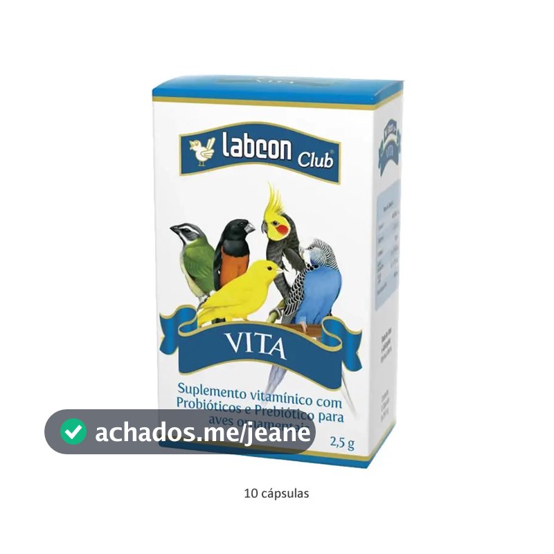 Labcon Club Vita para Aves Ornamentais 10 Cápsulas | Suplemento com Probióticos, Prebióticos e Vitaminas A, C e E