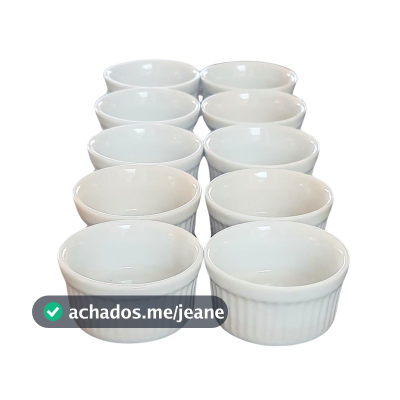 Jogo 10 Ramequim / Tigelas 40ml Forma canelada - Kit Porcelana Branca (2)