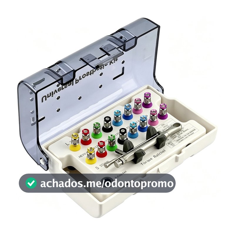 Kit Protético Universal Para Implantes Com Chave De Torque Ajustável-17 Peças
