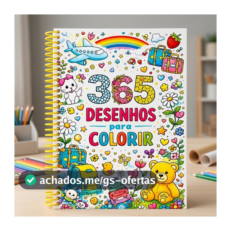 365 Desenhos para Colorir Branco Espiral Livro Infantil Educativo Criatividade e Diversão