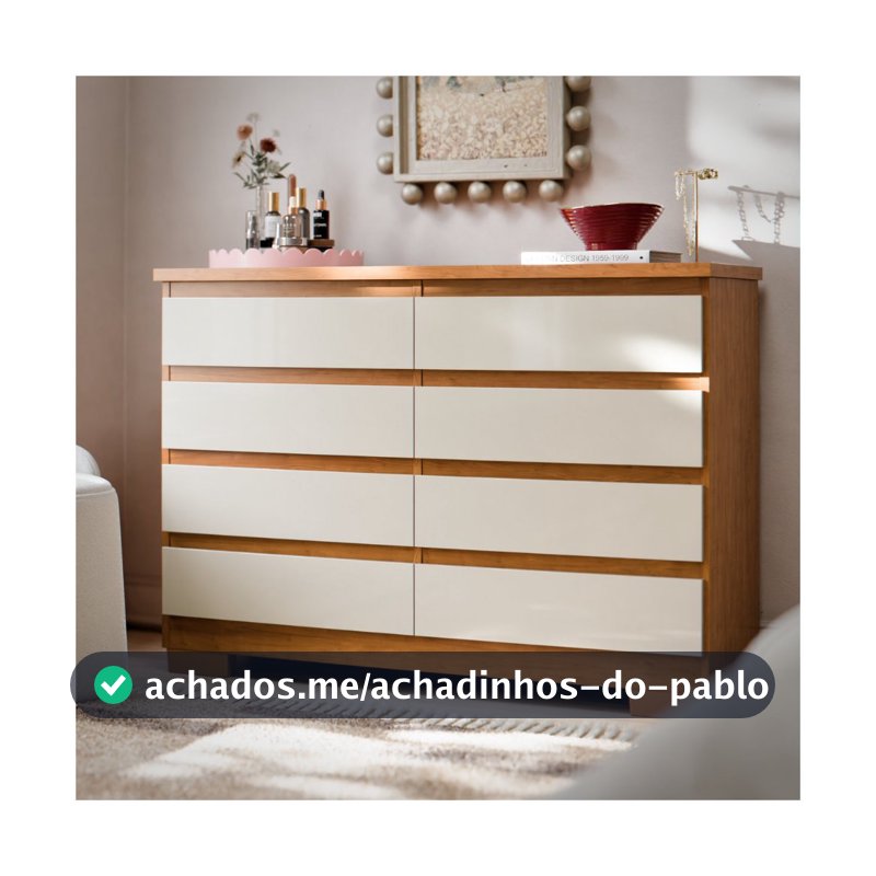 Cômoda 8 Gavetas Grande Com Corrediça Telescópica Pés Para Quarto Adulto Grande Guarda Roupas Grécia