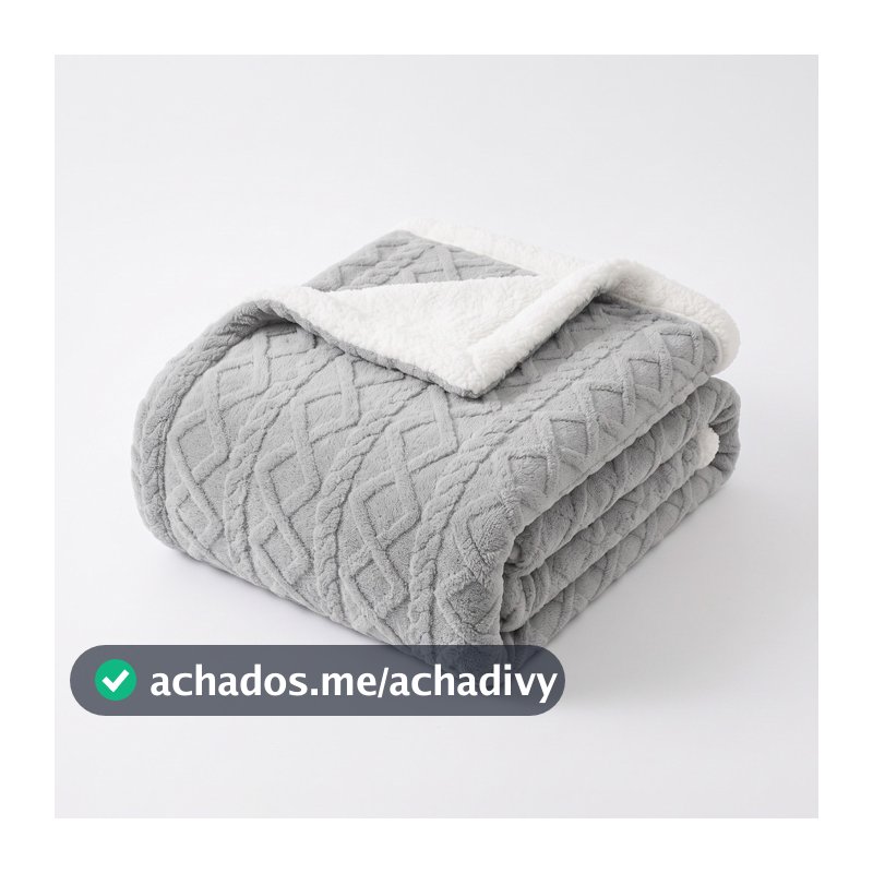 Manta Cobertor de Uga 190x210 cm Premium com Forro de Sherpa Carneirinho Ultra Macio - Dupla Face