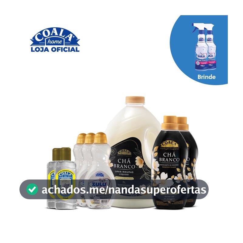 Kit Coala Mega Limpeza Perfumada Chá Branco - 8 itens + Brinde 2 Passa Fácil Zulu Perfumes