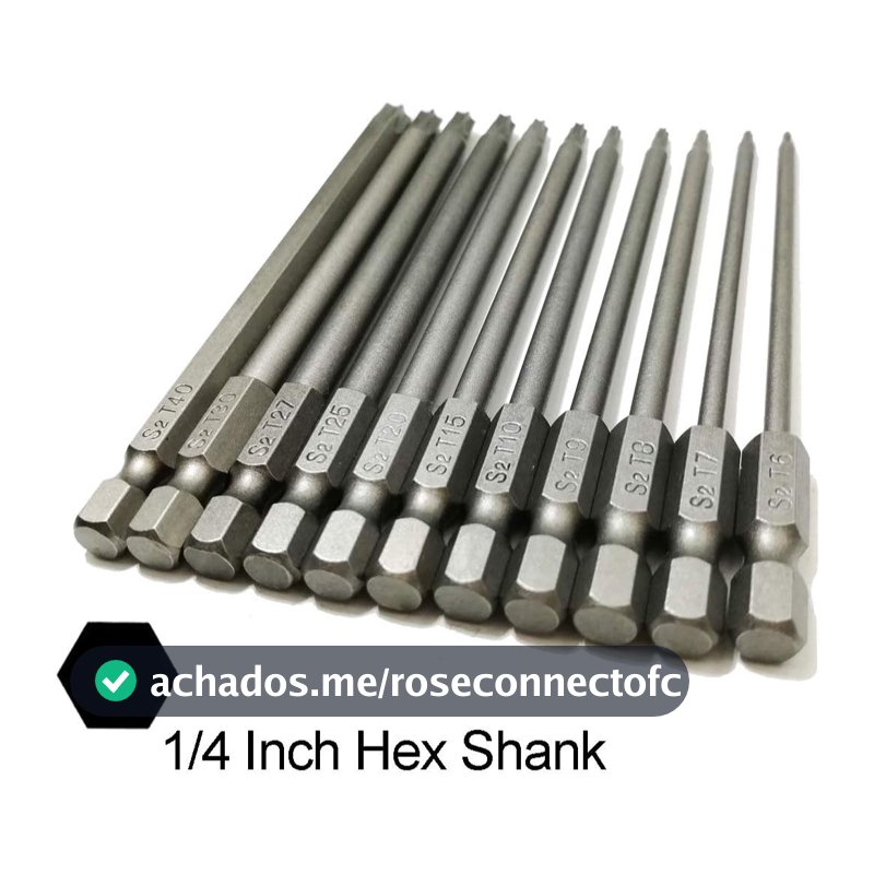kit 11 chaves bits torx 100mm Compatíveis com parafusadeiras, chaves manuais e elétricas