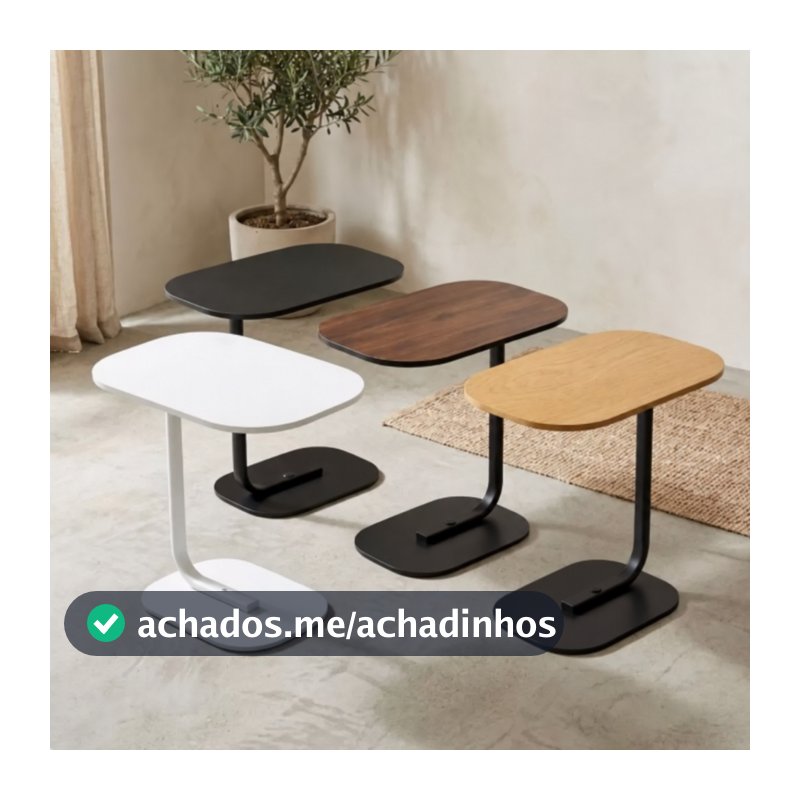 Mesa de Apoio Lateral Sofa Cama - MDF e Ferro Estilo Industrial 38X28x59CM