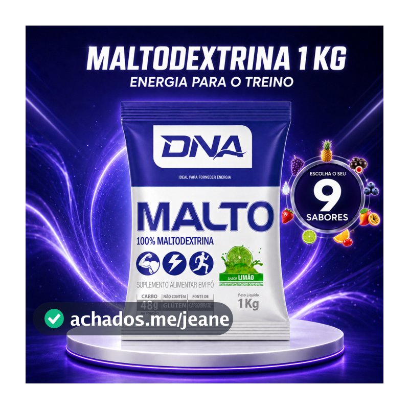 Maltodextrina 1kg 100% Malto Pré e Pós Treino Energia Carboidrato Sem Glúten | DNA Suplemento