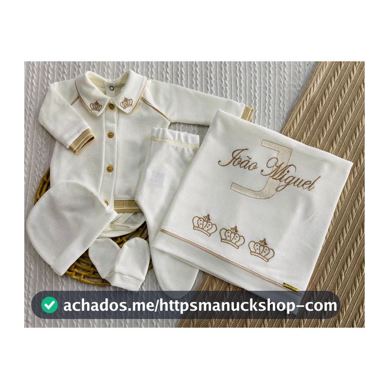 Saída de Maternidade Personalizada 6 Peças com Nome Conjunto Completo Alto Padrão Qualidade Premium
