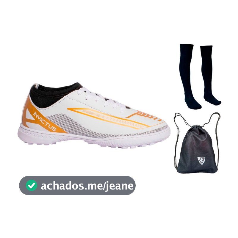 Chuteira Futebol Society Invictus Cano Médio Uzze Sport + Meião + Mochila Saco