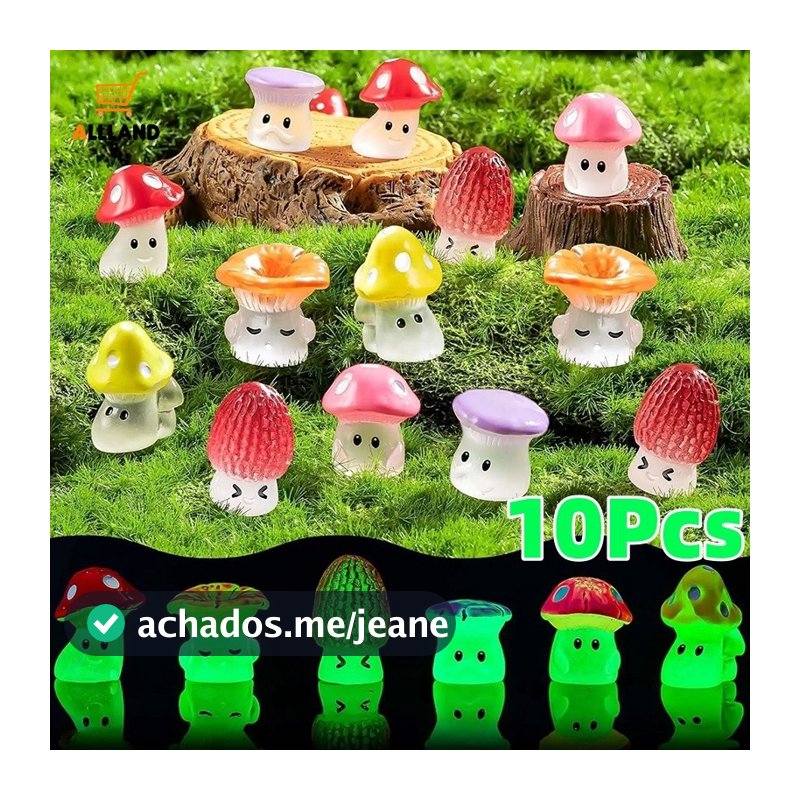 10 Pçs Mini Bonito Dos Desenhos Animados Luminoso Cogumelo Boneca Ornamento De Mesa-DIY Jardim Micro Paisagem Decorativa