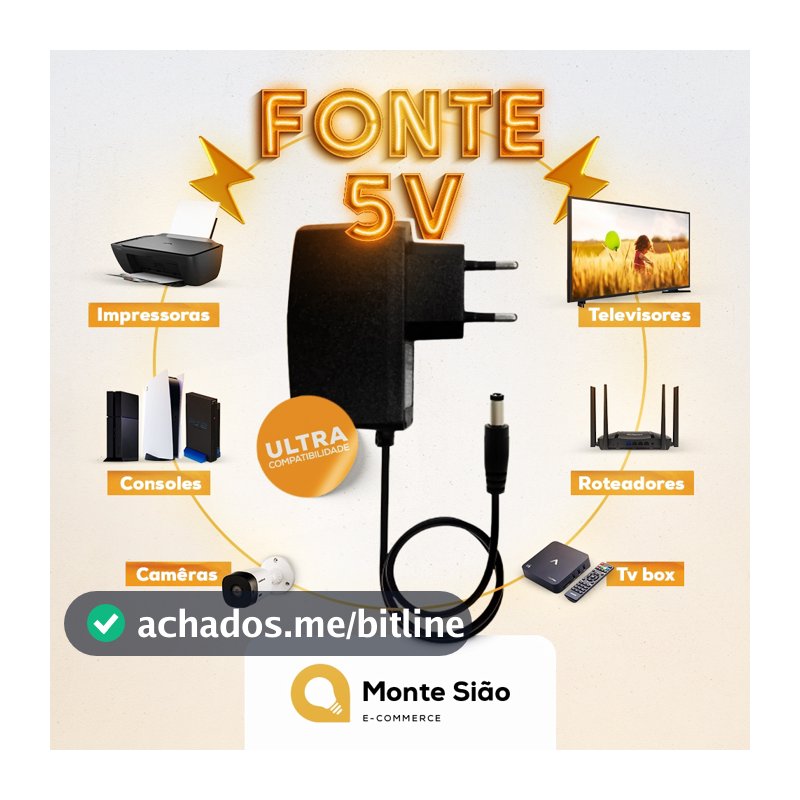 Fonte De Alimentação Bivolt 5v 2a Compatível Tv Box