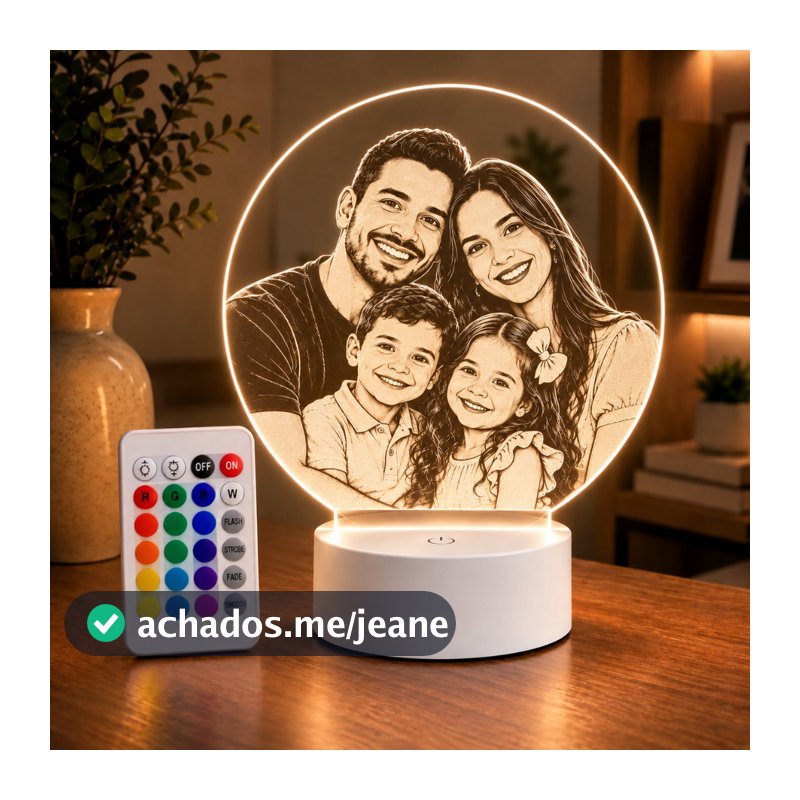 Luminária LED Personalizada Decoração Presente Foto Família Pai Mãe Namorado Multicores Criativo