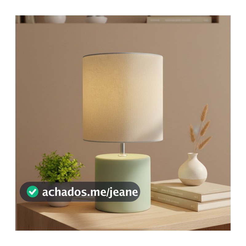 Lançamento - Abajur Cilindro em Cerâmica Premium Artesanal com Cúpula em Tecido – Design Minimalista