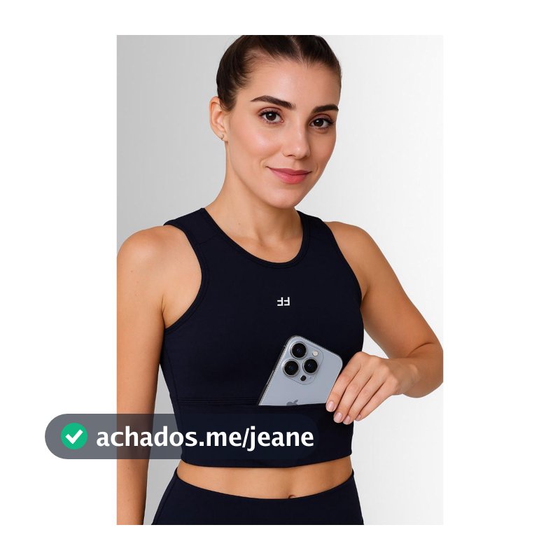 Cropped Suplex Top Academia Feminino Fitness com Bolso Corrida Alta Sustentação com Bojo Removível