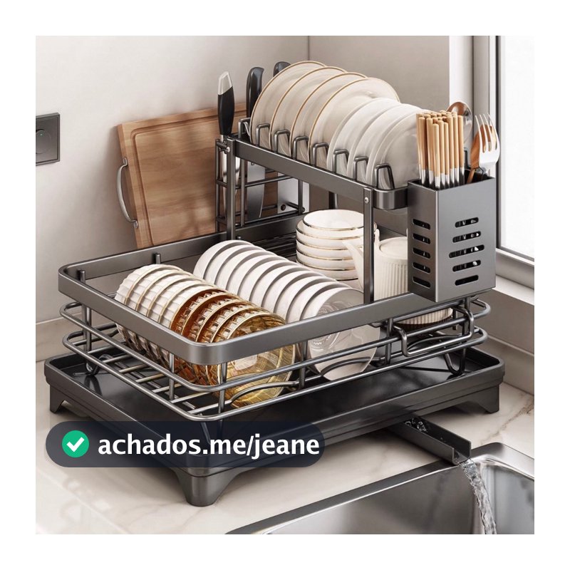 Escorredor de Louças Rack Aço Carbono Organizador Preto