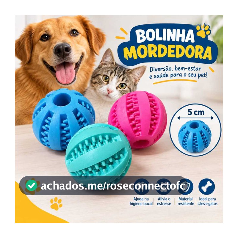 Bola Mordedora para Cães Limpeza Dental e Controle de Tártaro