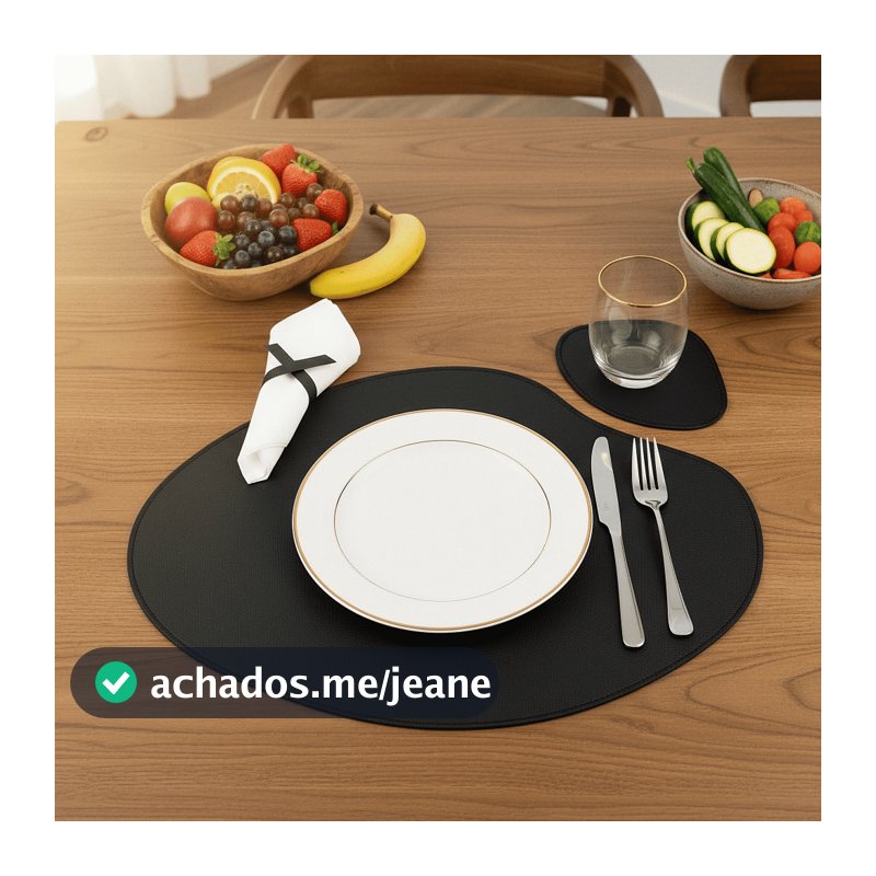 Kit Jogo Americano Sousplat de Couro com Porta Copos para Mesa Jantar com 2 4 6 8 Peças Premium