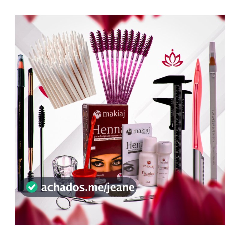 Kit Sobrancelha Henna makiaj+Palito+Navalha+Paquímetro+Tesoura+Pincel+Dappen+ 2 Lápis Dermatográfico