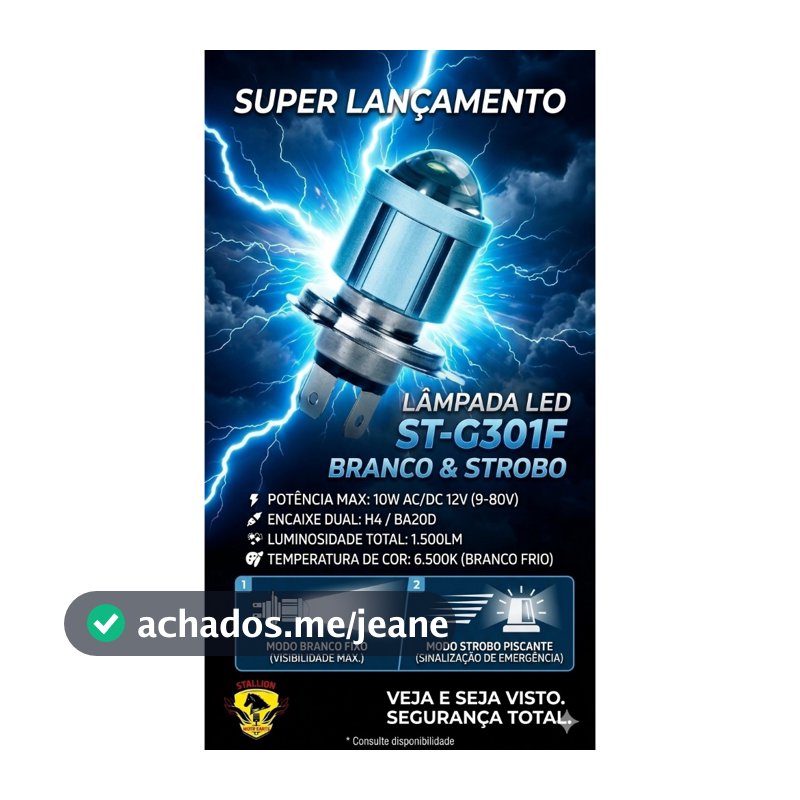 Lâmpadas Led Moto / Carro COM STROBO H4 Ba20d 6500k Olho De Peixe Potente