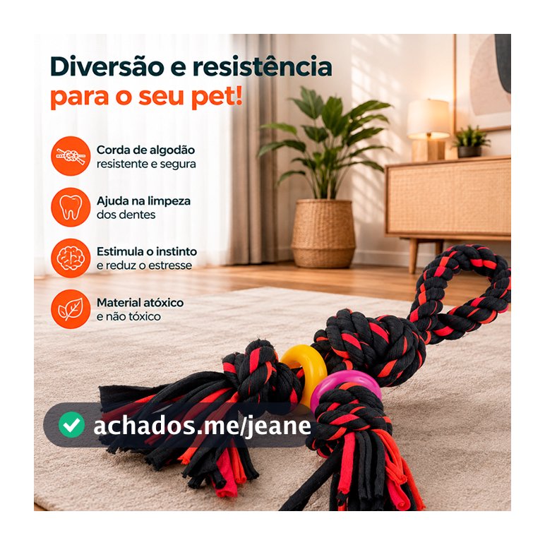 Brinquedo Mordedor Relaxante Pet Cães Corda com Nó